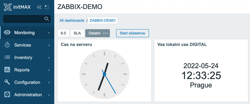 Nový widget digitální verze hodin v Zabbix 6.2.