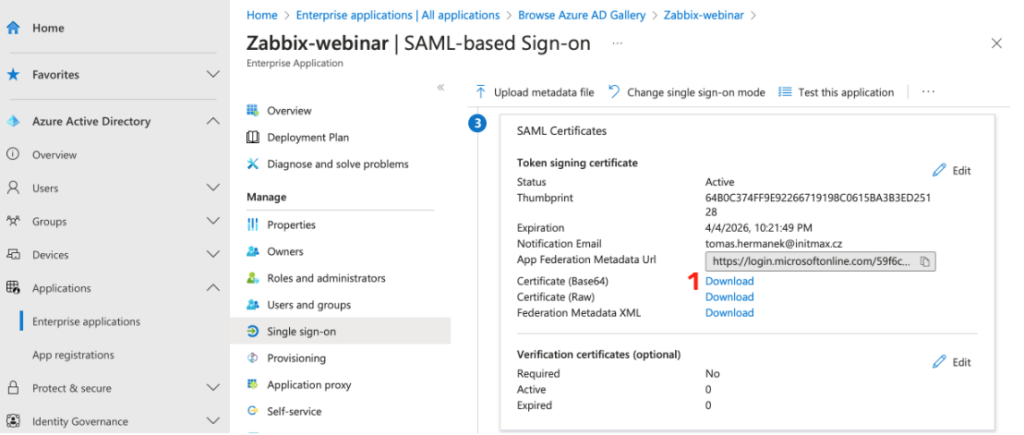 SAML Certificates - login token