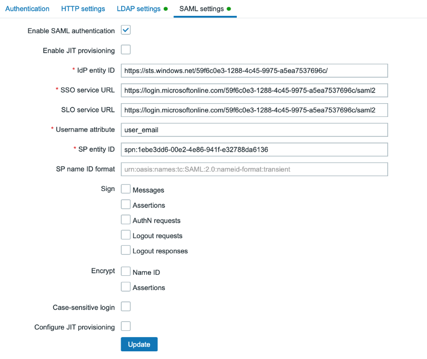 SAML Settings