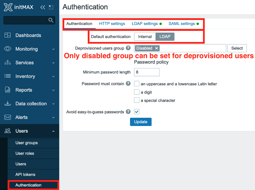 Enabling LDAP authentication and enabling JIT provisioning