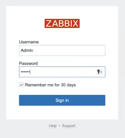 To log in to the new Zabbix 7.0, enter the login name and password in the dialog box.