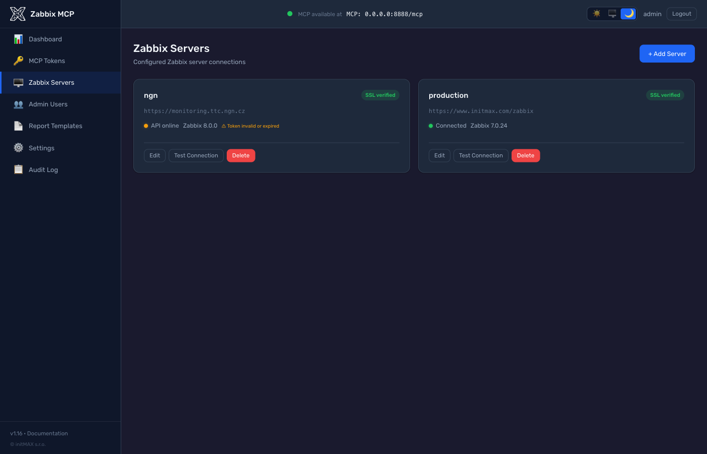 Zabbix MCP Server - Zabbix Servers