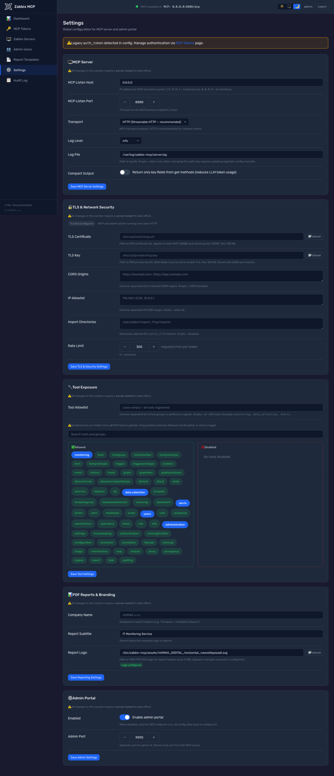 Zabbix MCP Server - Settings