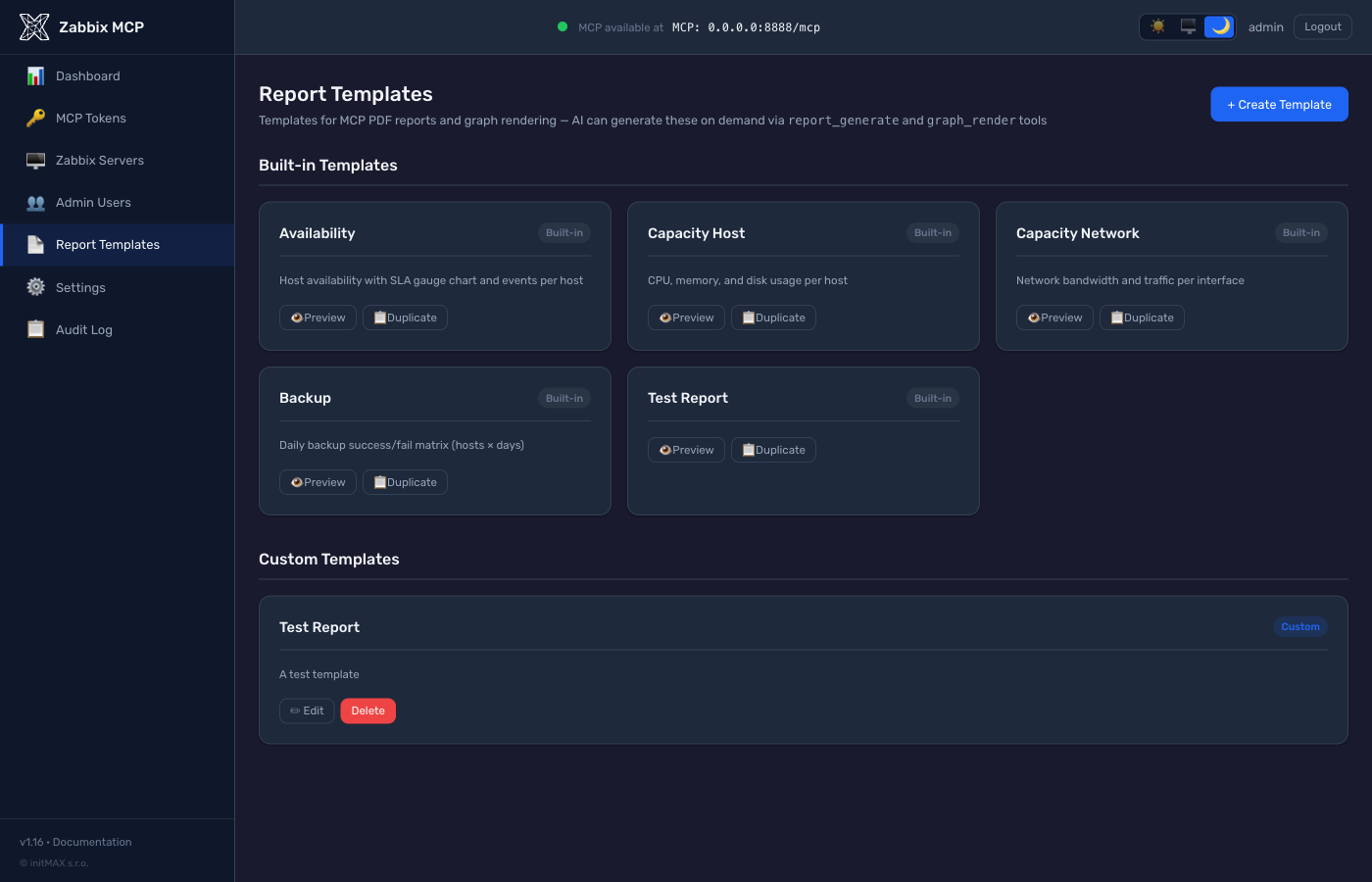 Zabbix MCP Server - Report Templates