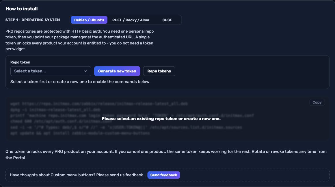Custom menu buttons PRO - Portal installer: debian