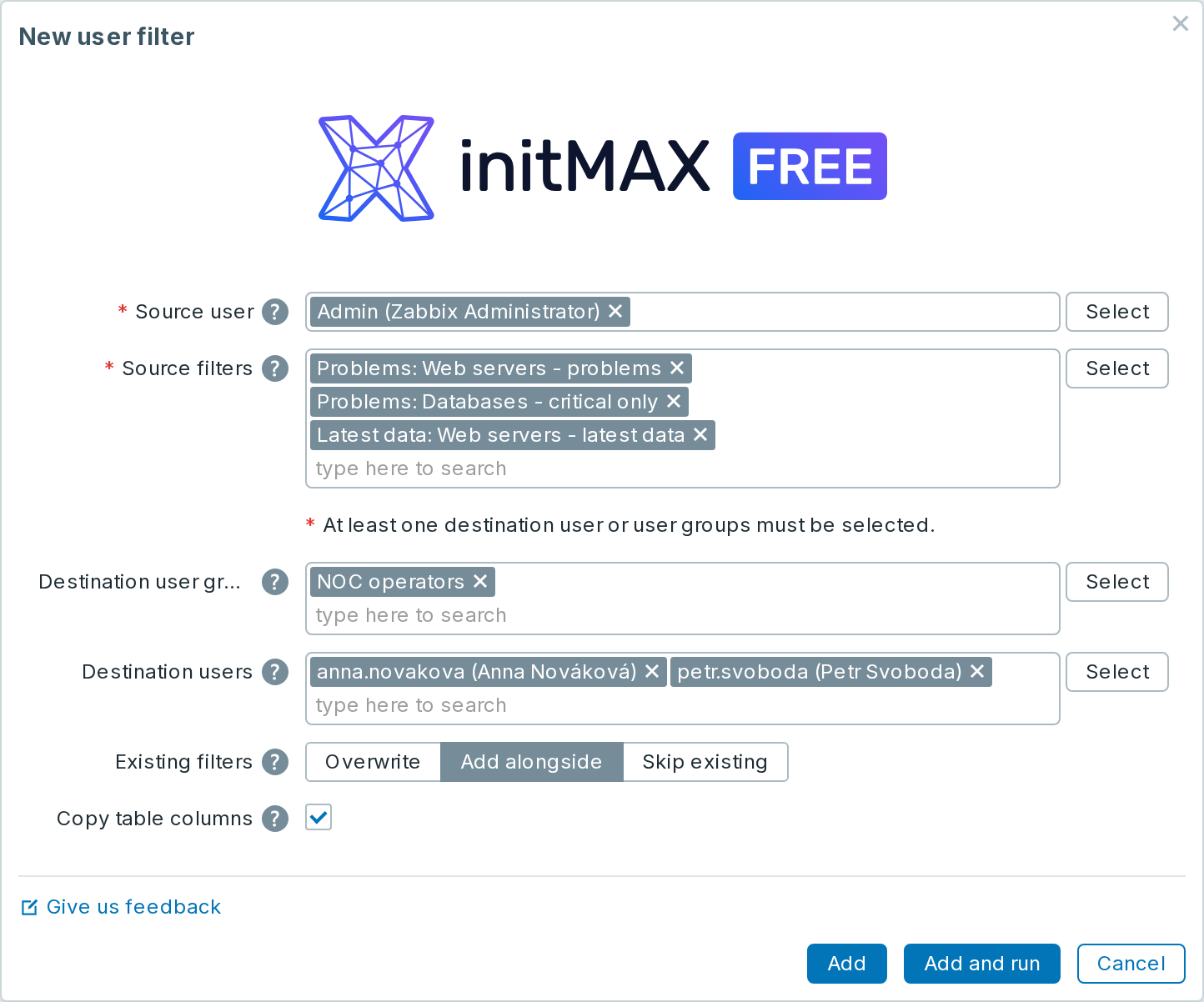 userfilterMAX FREE - copying table columns on Zabbix 8.0